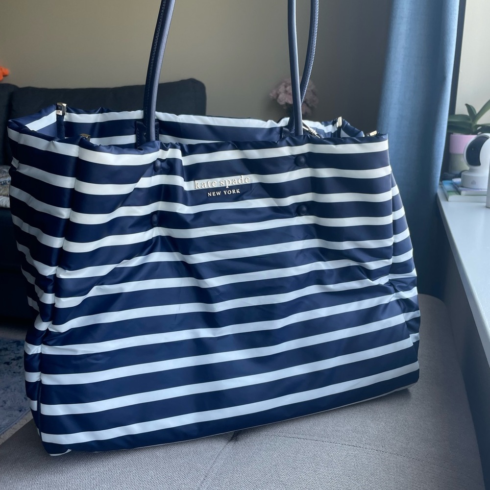 Kate Spade Blue and White sailor Striped Tote